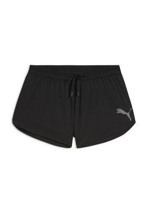 Pantaloncini sportivi neri con vita elastica e coulisse, con piccolo logo Puma in basso a destra.