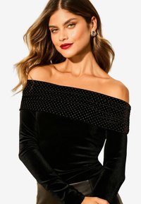 REGULAR FIT HOTFIX BARDOT  - Camiseta de manga larga - black