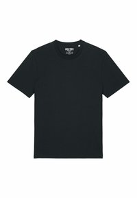 T-shirt in cotone nero con scollatura rotonda e maniche corte. Caratterizzata da un design semplice e un'etichetta all'interno del colletto.