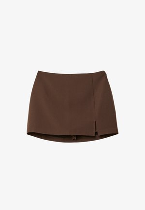 WITH SIDE SLIT - A-linjainen hame - dark brown