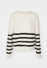 JDY JDYZARI O NECK CABLE STRIPE - Maglione - sandshell/black