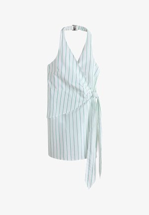 Next, TALL FIT - HALTER SCARF MINI SUMMER DRESS . - Jurk - green ecru stripe