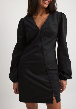 NA-KD BUTTONED LONG SLEEVE MINI - Blousejurk - black