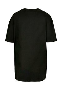 Schwarzes, übergroßes T-Shirt aus Baumwolle mit rundem Halsausschnitt und kurzen Ärmeln, mit glatter Textur und geradem Saum.