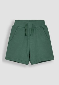 Grønne bomuldsshorts med elastisk talje, snøre og to side lommer. Glat tekstur og afslappet design.