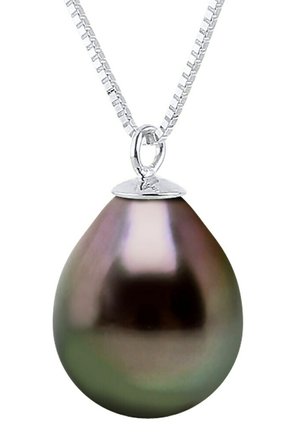 NUI NECKLACE WITH PENDANT TAHITIAN PEARL 9-10 MM FINE SILVER 925/1000 - Collier - argentée couleur