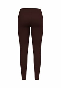 Braune Leggings mit einem glatten, dehnbaren Stoff und einem figurbetonten Design. Keine sichtbaren Nähte oder Muster im Material.