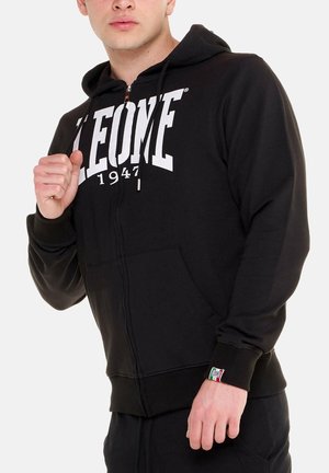LEONE 1947 KAPUZEN MIT REISSVERSCHLUSS BIG LOGO - Sweat zippé - black white