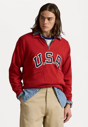 VINTAGE FIT USA COLLARED SWEATSHIRT - Sweatshirt - red