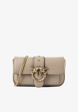 Pinko, LOVE POCKET UMHÄNGETASCHE LEDER 20 CM - Umhängetasche - grigio talpa