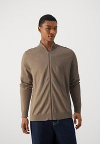 Selected Homme - FULL ZIP B NOOS - Adīta jaka - teak melange Miniatūras attēls 1