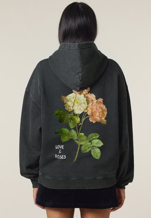 ROSES BACK VINTAGE PRINT - Hoodie - black denim