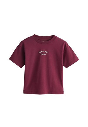 REGULAR FIT - SHORT SLEEVE - Nyomott mintás póló - berry red slogan