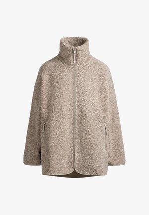 OYSHO, HIGH-NECK FAUX-SHEARLING JACKET - Fleece jacket - taupe