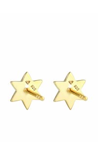 Sternförmige Ohrringe aus Gold mit glänzender Oberfläche. Sie verfügen über einen Steckverschluss und sind mit "925" gestempelt, was den Silbergehalt anzeigt.