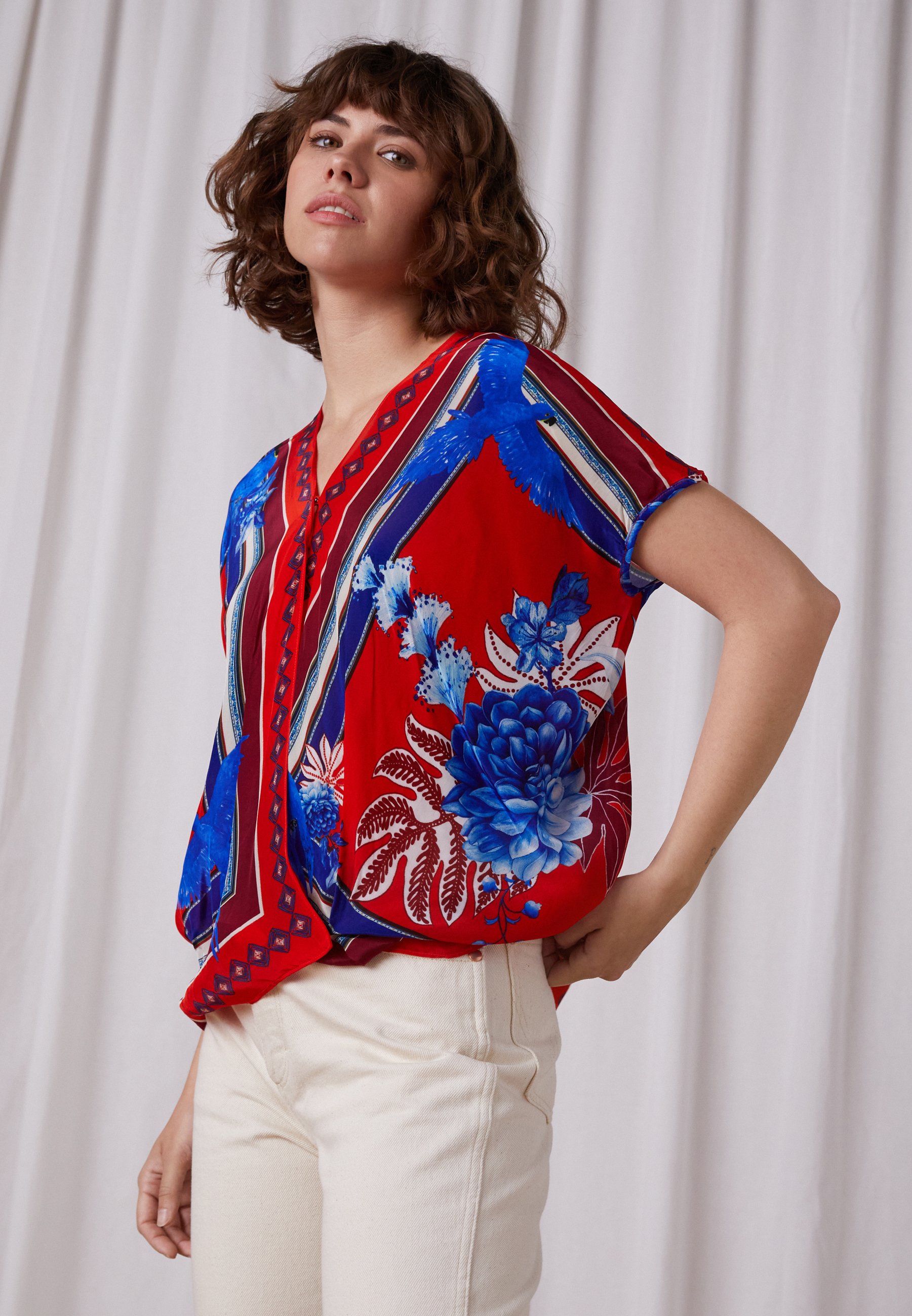 Farm Rio Blouse - macaw scarf/multi 