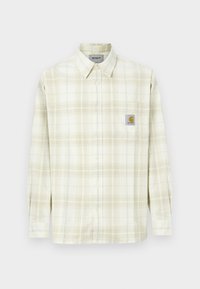 Ανοιχτόχρωμο καρώ πουκάμισο με μακριά μανίκια, άνοιγμα με κουμπιά μπροστά και τσέπη στο στήθος με ράψιμο λογότυπου. Φτιαγμένο από βαμβακερό υλικό με απαλή υφή.