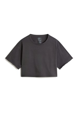 RELAXED FIT CROP WASH - T-paita - black