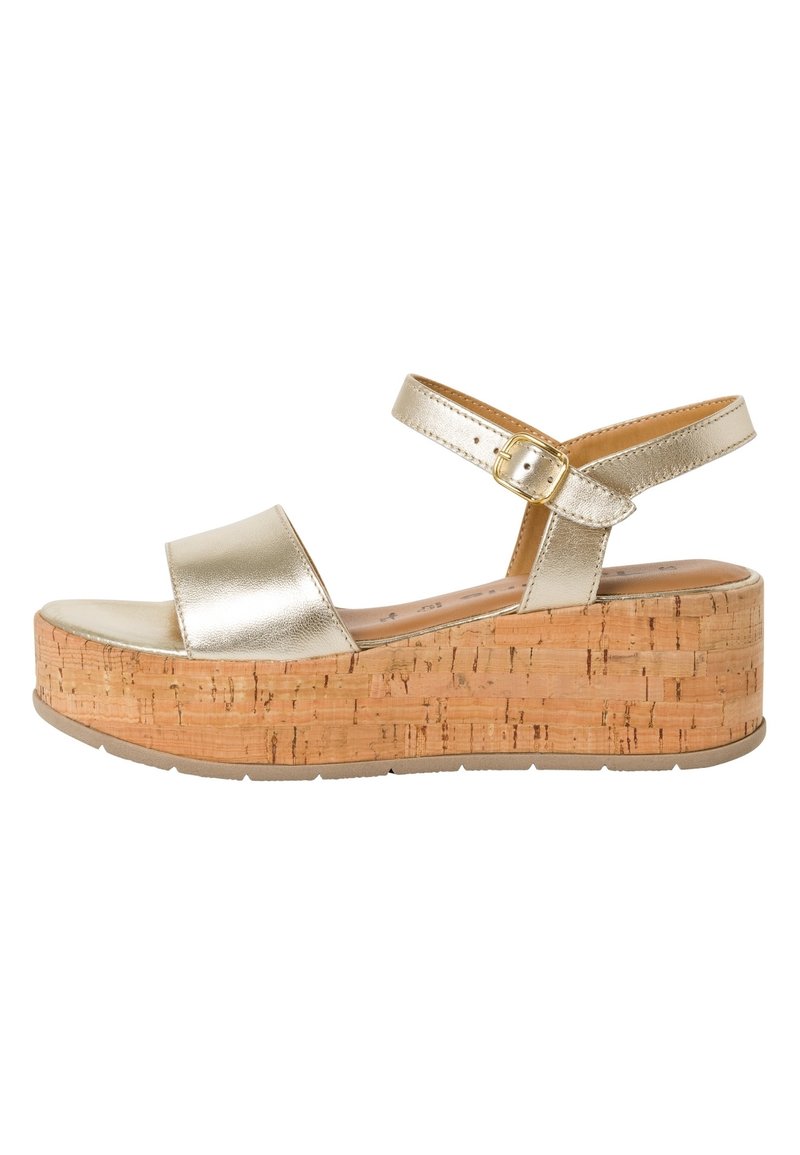 Tamaris Sandály na klínu - light gold met