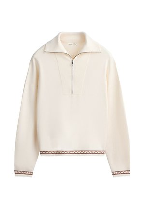 OYSHO, HIGH-NECK HALF-ZIP JUMPER - Maglione - pale ecru