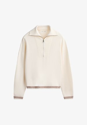 OYSHO, HIGH-NECK HALF-ZIP JUMPER - Maglione - pale ecru