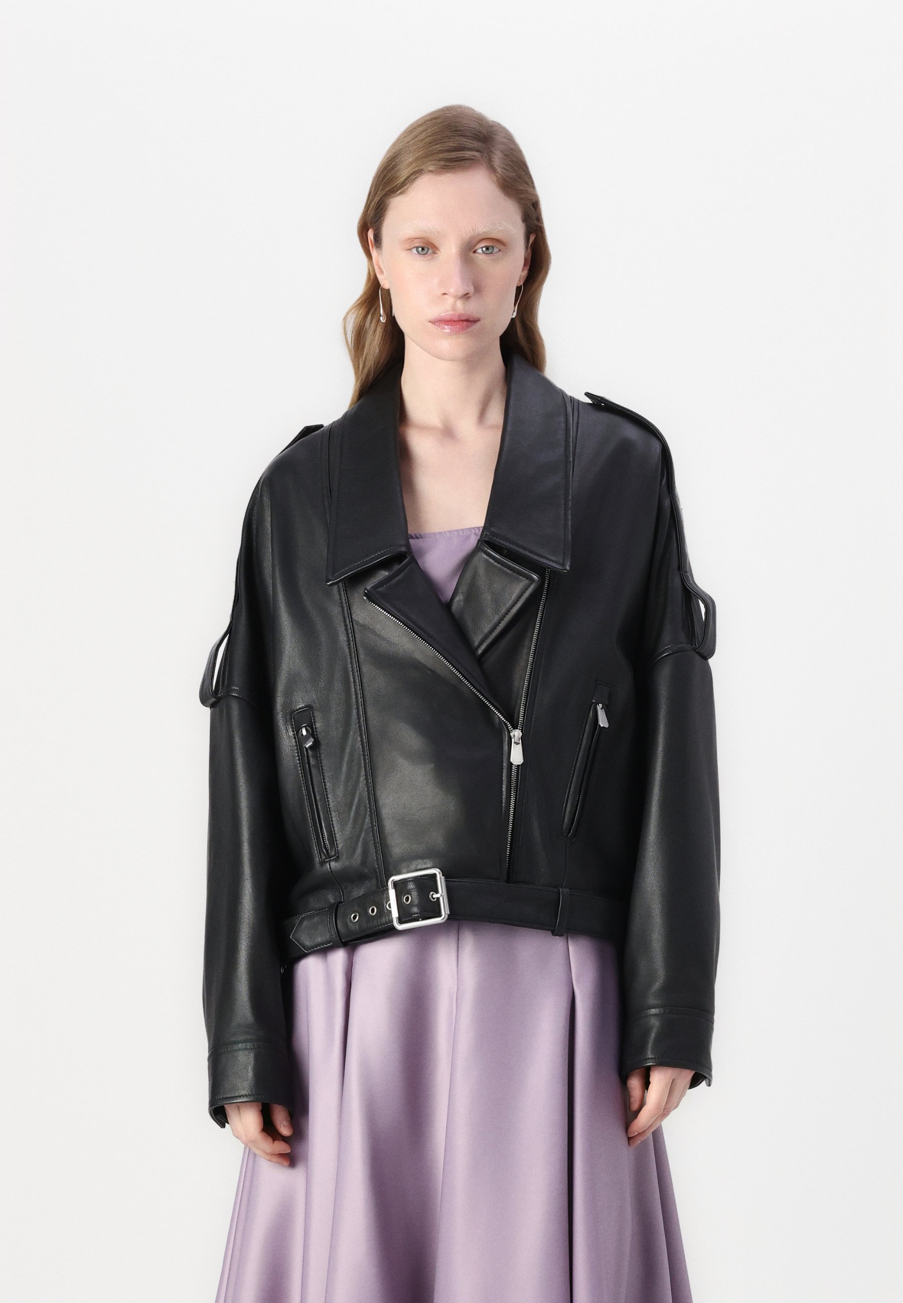 ジャケット Pinko CONFINE BIKER JACKET WITH BELT Pinko Confine Biker Jacket With Belt in Black | Lyst