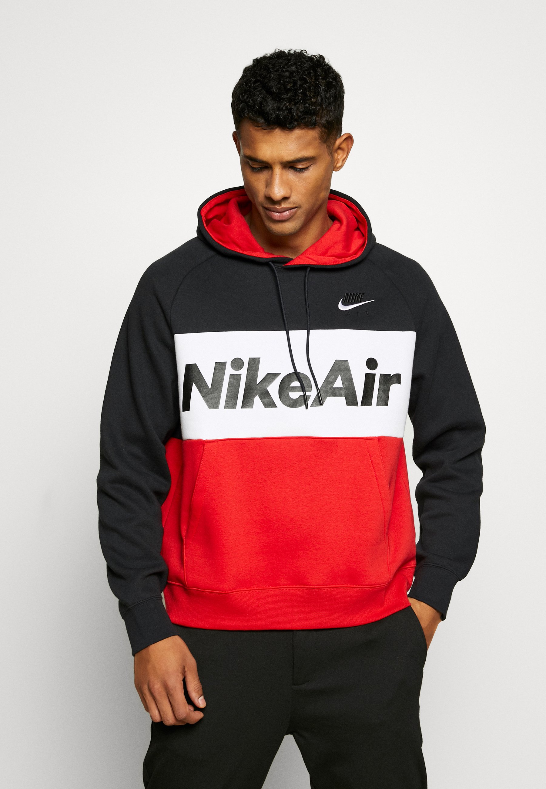 nike air hoodie red white black