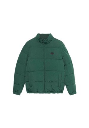 Zielona kurtka pikowana z wysokim kołnierzem, zamek błyskawiczny z przodu i dwiema kieszeniami bocznymi. Ma metkę na lewej stronie klatki piersiowej. Miękka w dotyku.