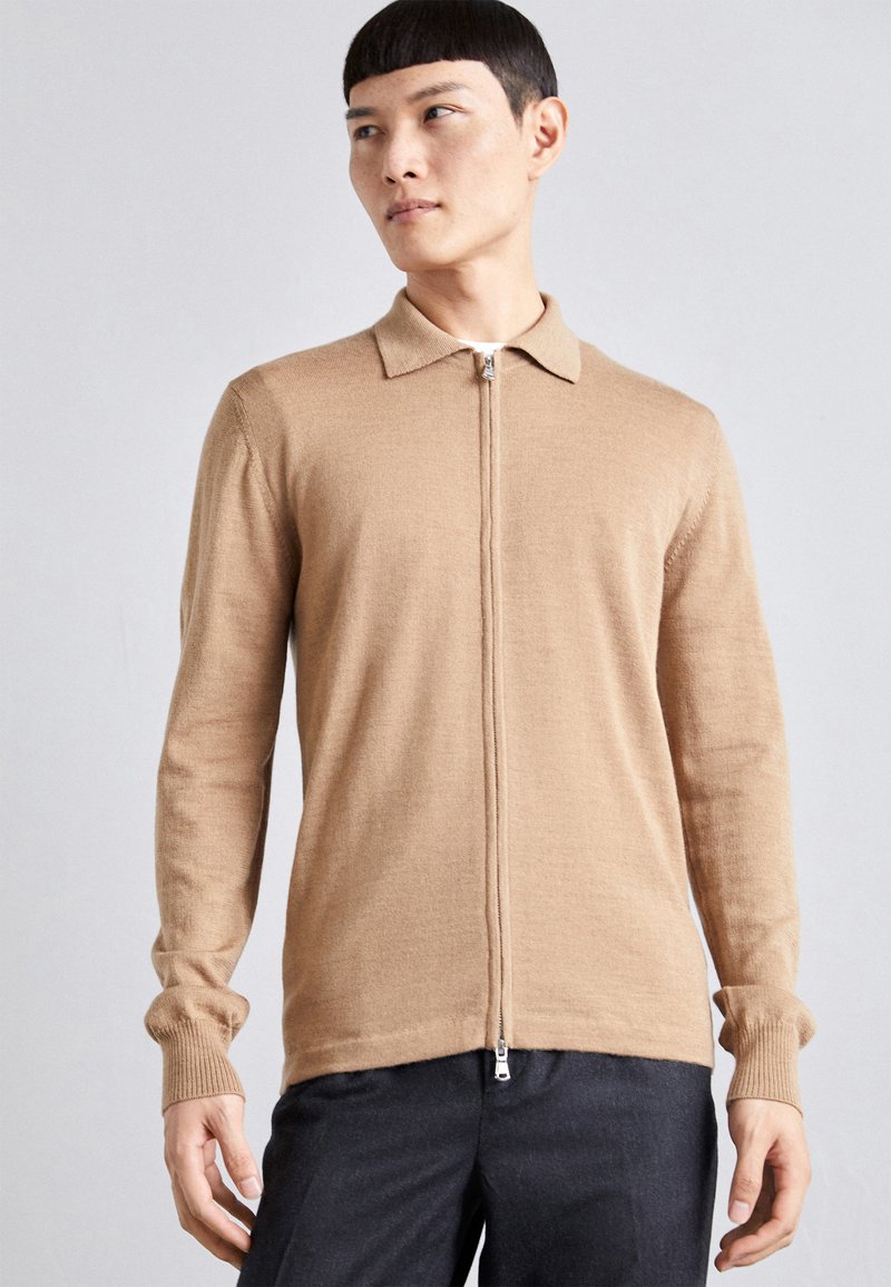 Malena L S Knit Long Cardigan Chipmunk Melange