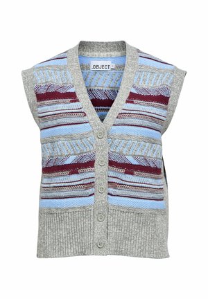 Object, KNITTED VEST V-NECK - Veste sans manches - medium grey melange
