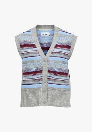Object, KNITTED VEST V-NECK - Veste sans manches - medium grey melange
