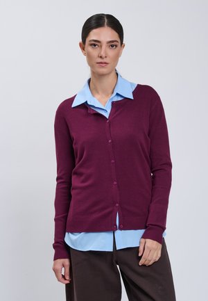 INFLUENCER, INFLUENCER CARDIGAN CREW-NECK BASIC CARDIGAN - Vest - plum