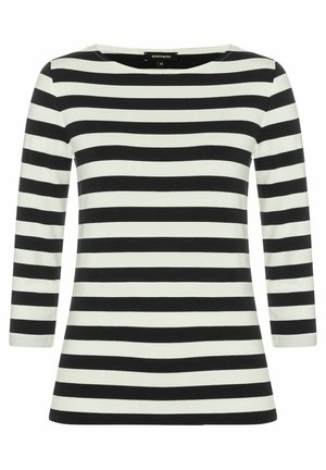 Czarna i biała koszulka w poziome paski z długim rękawem i okrągłym dekoltem, rozmiar 38, marka More & More.