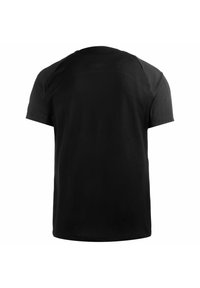 T-shirt atletico nero a maniche corte, realizzato in tessuto leggero e traspirante, con un motivo testurizzato sulle spalle.