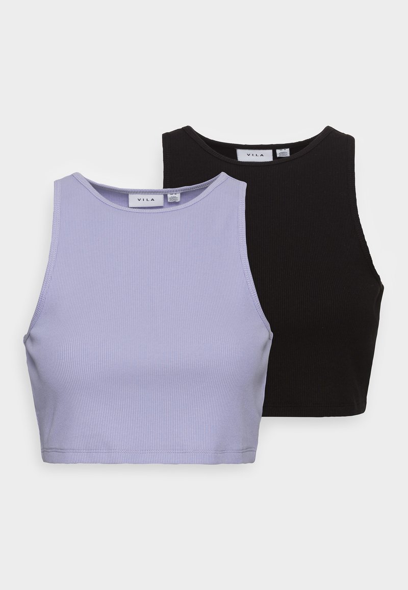 VILA VIFELIA CROPPED TANK TOP 2PACK - Μπλούζα - black/sweet lavender