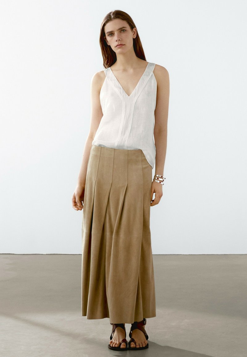 Massimo Dutti FLOWING DOUBLE FABRIC GARMENT - Top - white