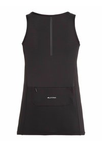 Top senza maniche nero con un design testurizzato, scollatura dritta e tasca con zip. Presenta una striscia riflettente sul retro.