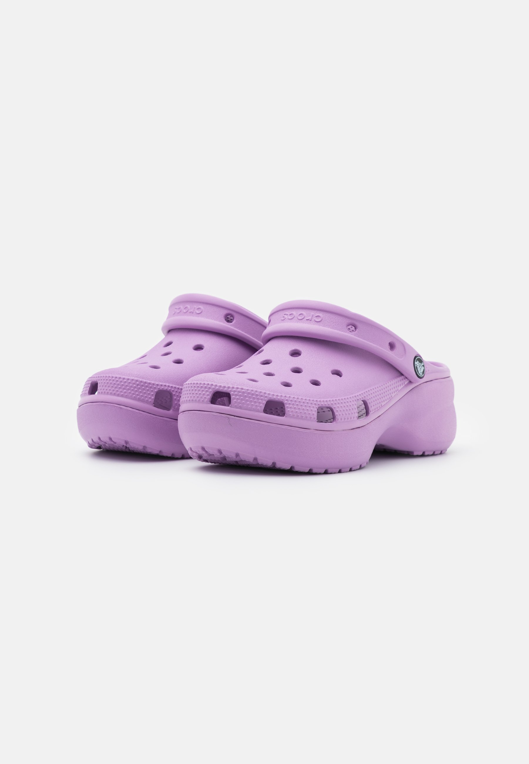 purple platform crocs