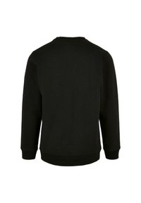 Felpa nera con colletto rotondo, maniche lunghe e polsini e orlo a costine. Tessuto liscio con un design semplice e senza decorazioni.