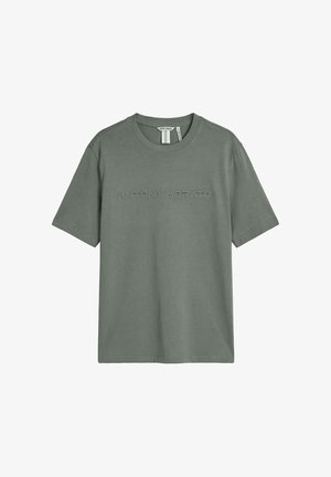 Grünes T-Shirt mit kurzen Ärmeln und Rundhalsausschnitt, mit erhabenem "ANTONY MORATO"-Schriftzug mittig auf der Vorderseite.