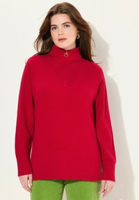 Ulla Popken TROYER COLLAR LONG SLEEVE - Maglione - cherry red