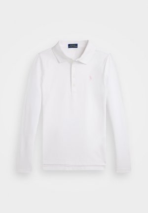 COTTON MESH LONG SLEEVE POLO SHIRT - Polo - white/hint of pink