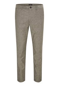 Lätta, strukturerade byxor i en dämpad gråbrun nyans, med knappstängning och rak ben-design. Perfekta för vardagsbruk.