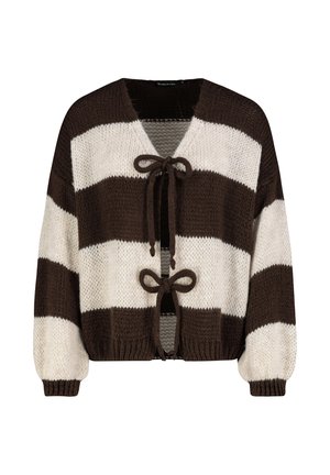 MIT SCHLEIFEN - Strickjacke - dark brown