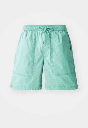 Mintgroene shorts van lichtgewicht stof, met een elastische tailleband, trekkoord en twee zijzakken met gestikte accenten.