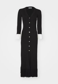 ROBE MIDI POIGNET LARGE VOLANT - Vestido de punto - noir