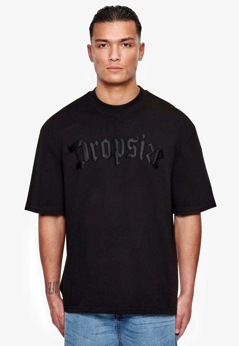 Dropsize HEAVY LOGO PUFFER - Camiseta estampada - black