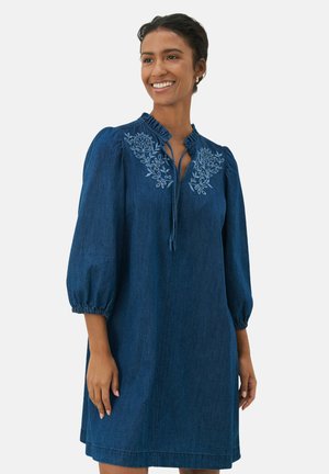 TASHAPW - Denim dress - medium blue denim embroidery
