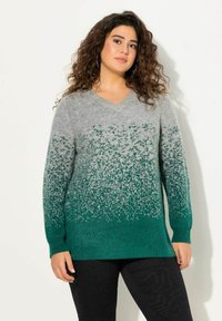 Ulla Popken GRADIENT LONG SLEEVE V-NECK - Trui - light gray melange