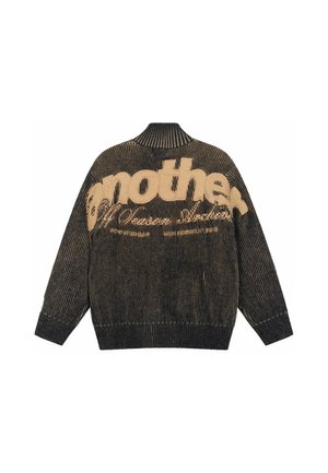 Another Cotton Lab, ANOTHER WASHED ZIP KNIT - Gilet - washed black knit